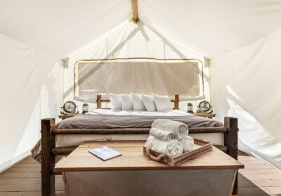 Suite Tent King Bed at Under Canvas Great Smoky Mountains