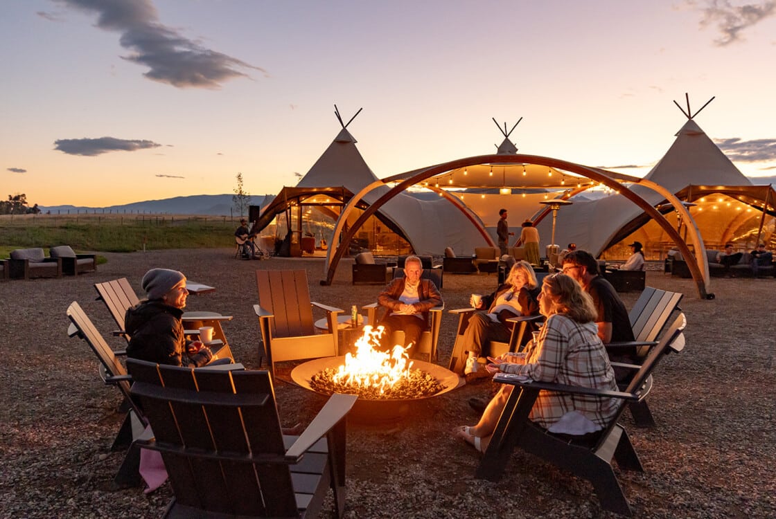 Fire pits at Under Canvas North yellowstone