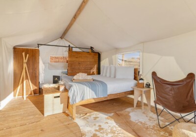 Deluxe Tent Interior View at Under Canvas Moab