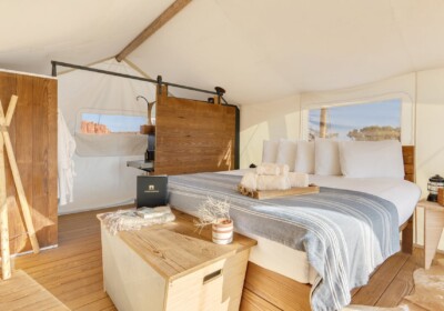 Deluxe Tent Interior at Under Canvas Moab