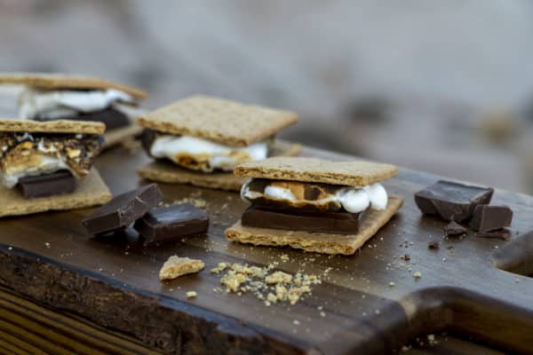 S'mores with chocolate at Under Canvas