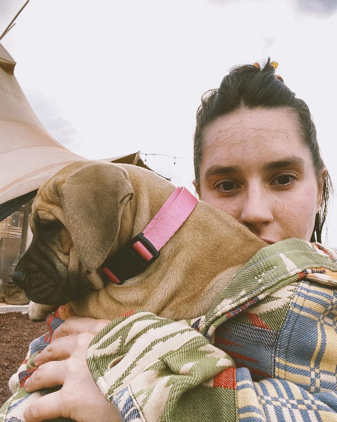 Pia Baroncini with her dog at Under Canvas Grand Canyon
