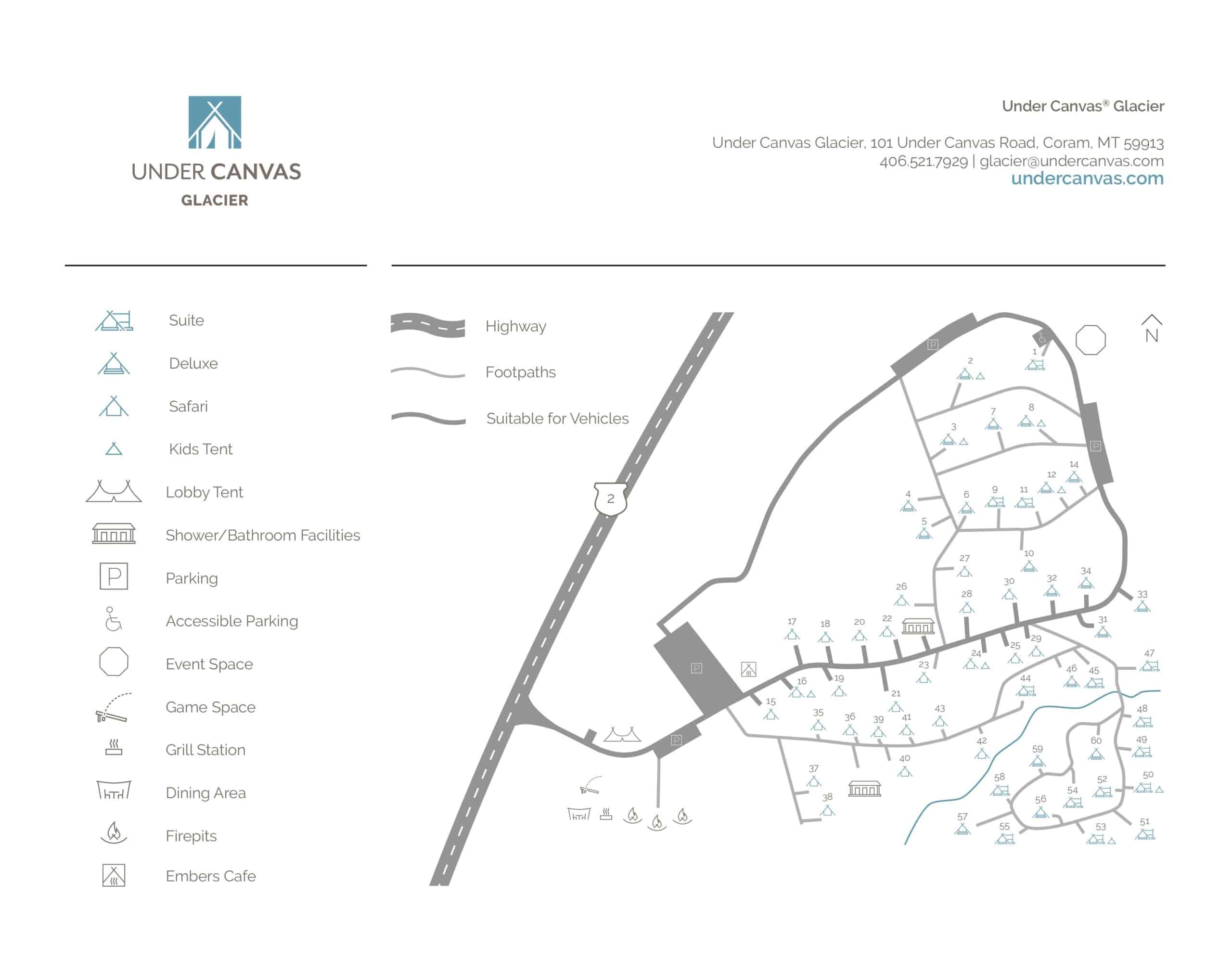 2023 Under Canvas Glacier Camp Map