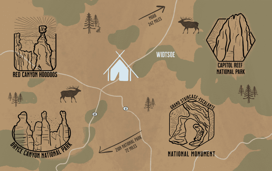 Bryce Canyon - Illustrative map with national parks
