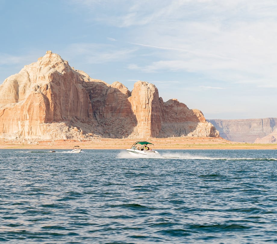 Boating on Lake Powell near Under Canvas Lake Powell-Grand Staircase
