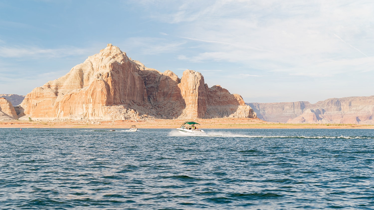 Boat on the water on Lake Powell