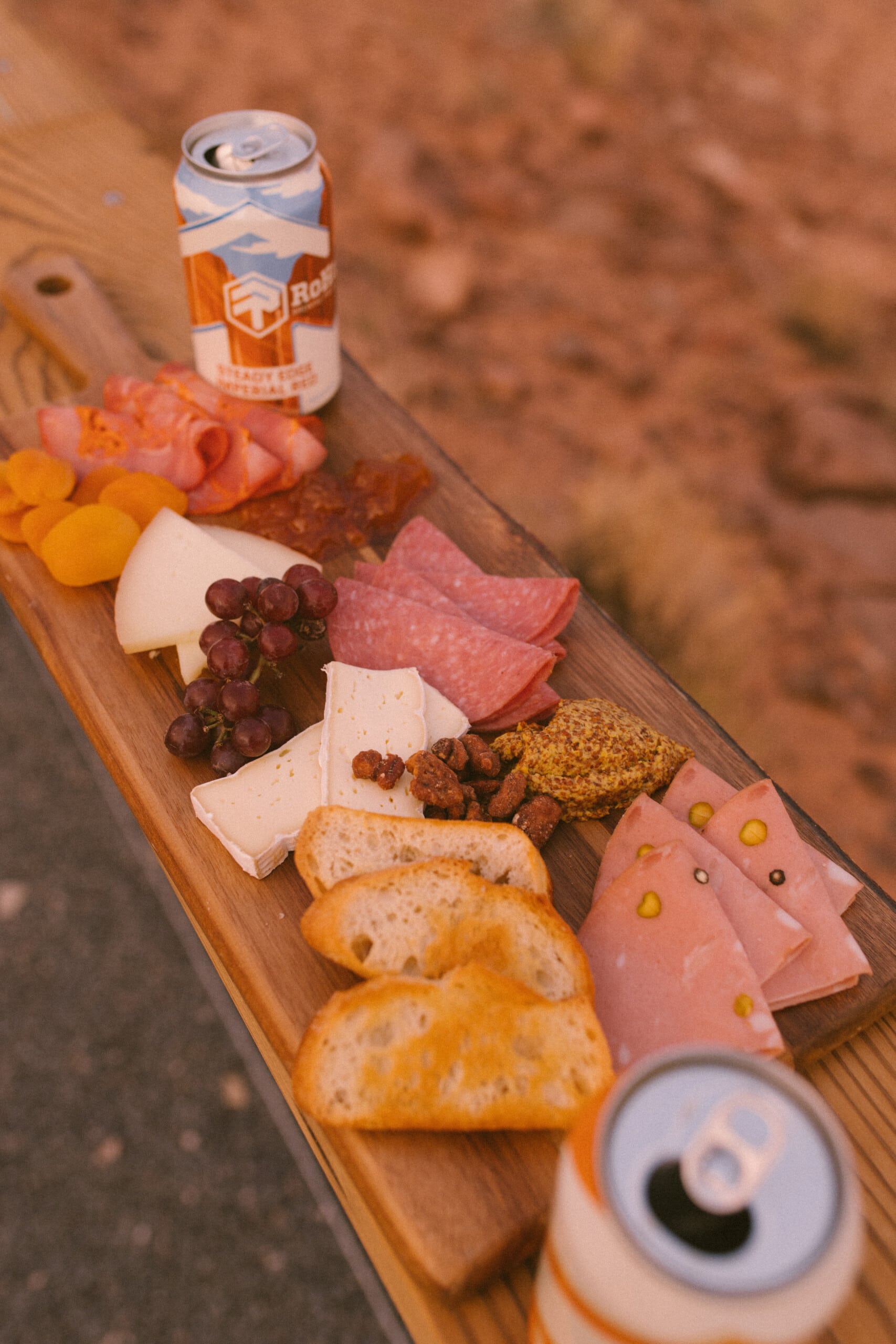 Beer and charcuterie on the canyon rim