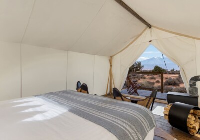 Outside view of Safari Tent at Under canvas Moab