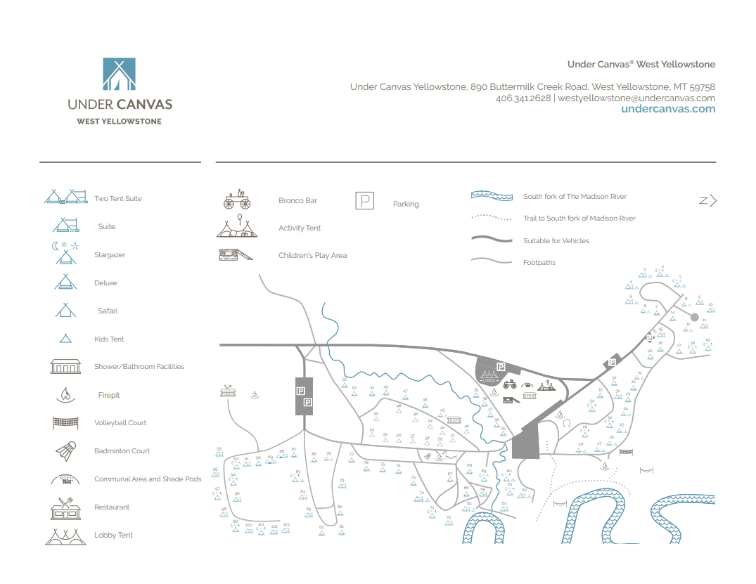 Camp Map of Under Canvas West Yellowstone