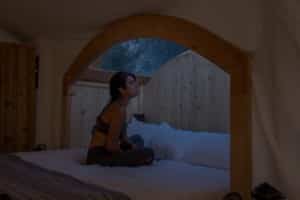 Stargazer interior view at night - Under Canvas