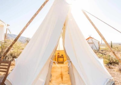 The Kids Tent exterior at an Under Canvas glamping resort.