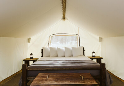 Under Canvas bed at rushmore