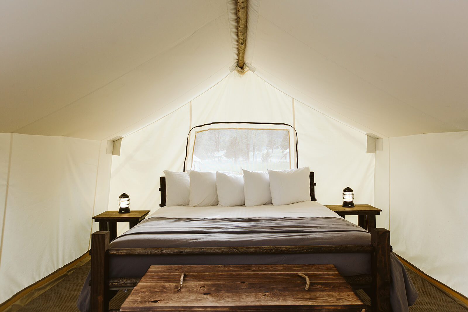 Under Canvas bed at rushmore