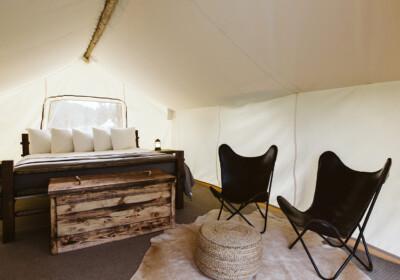 Under Canvas bed and chairs rushmore