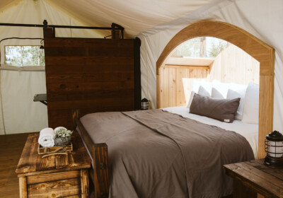 King Bed in Stargazer Tent at Under Canvas Rushmore