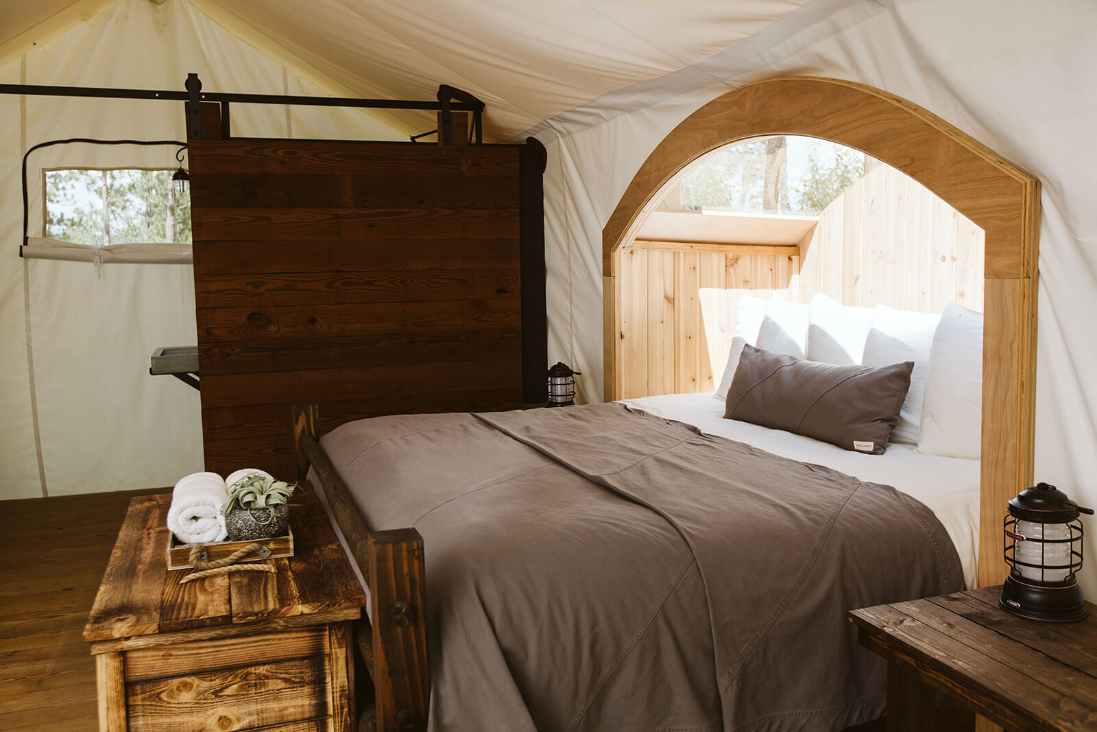 King Bed in Stargazer Tent at Under Canvas Rushmore