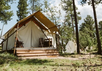 Under Canvas Tent in the Black Hills Surrounded by Trees