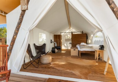 View of Sitting Area of Stargazer Tent Under Canvas Bryce Canyon