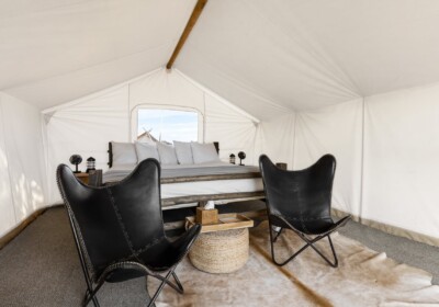 Interior view of Safari Tent at Under Canvas Grand Canyon