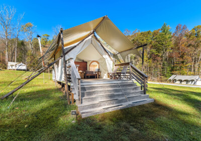 Stargazer Tent Exterior at Under Canvas Great Smoky Mountains