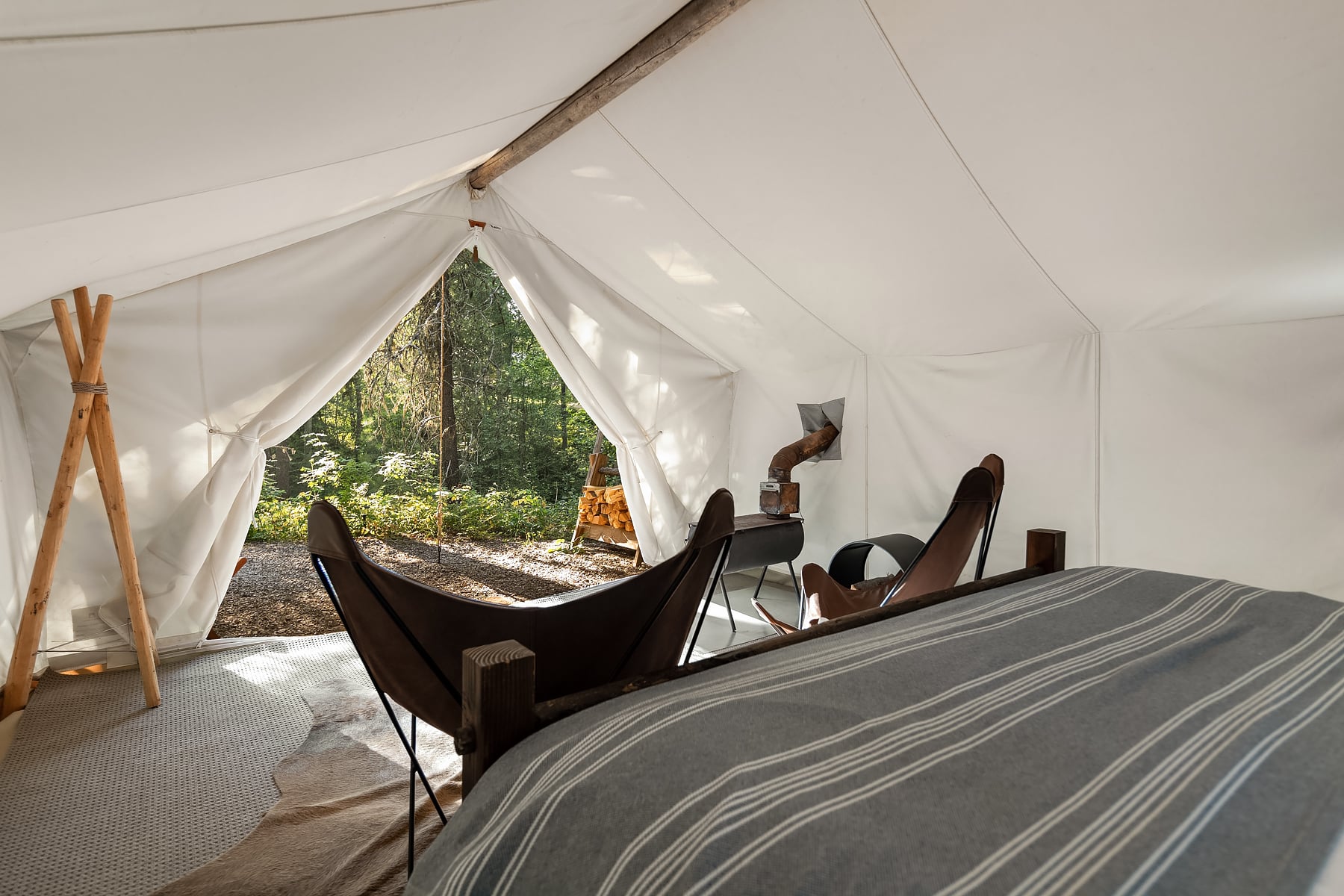 View Outside from bed in Safari Tent at Under Canvas Glacier