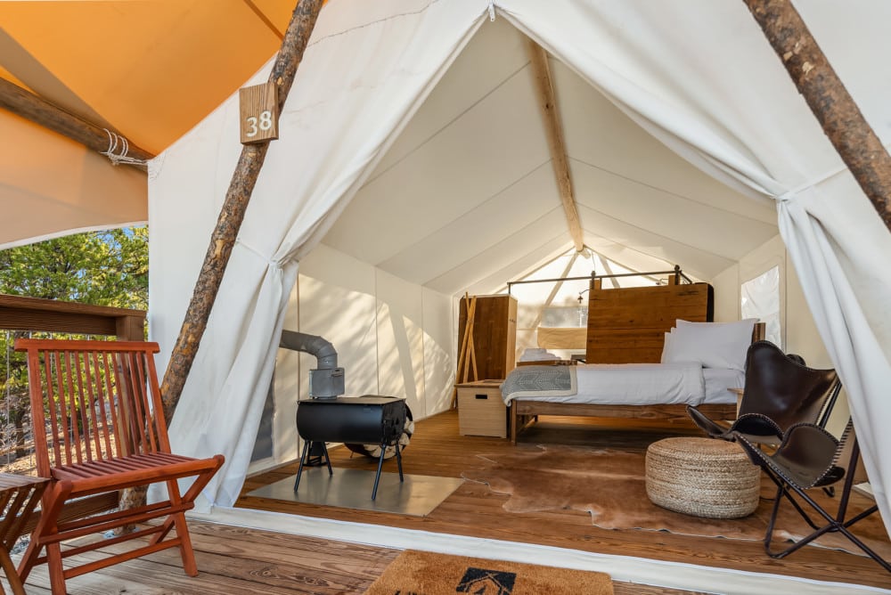 Interior View of Deluxe Tent at Under Canvas Bryce Canyon