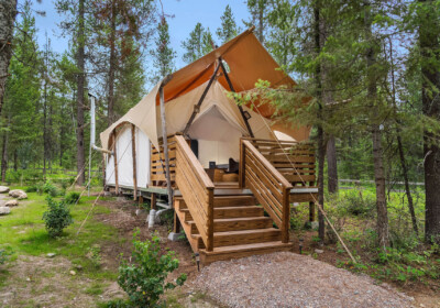 Suite tent exterior view at Under Canvas Glacier