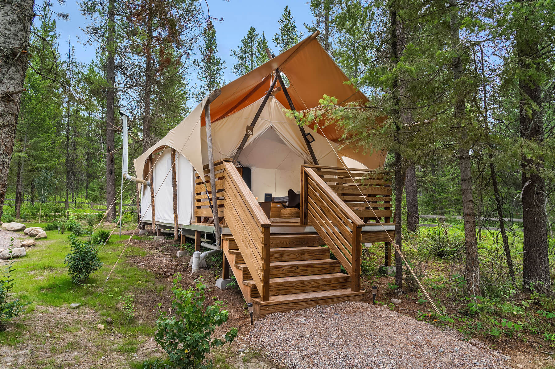 Suite tent exterior view at Under Canvas Glacier