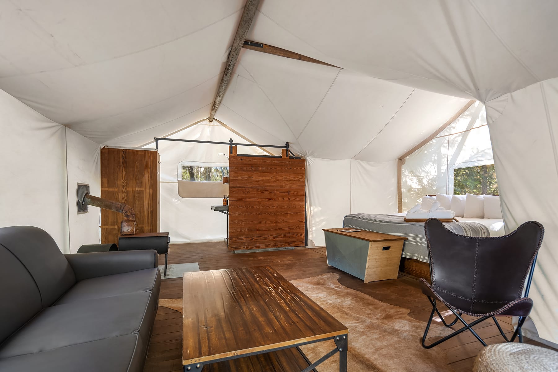 Interior View of Suite Tent at Under Canvas Glacier