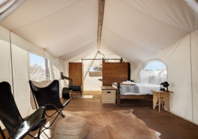 View of Interior of Stargazer Tent at Under Canvas Grand Canyon