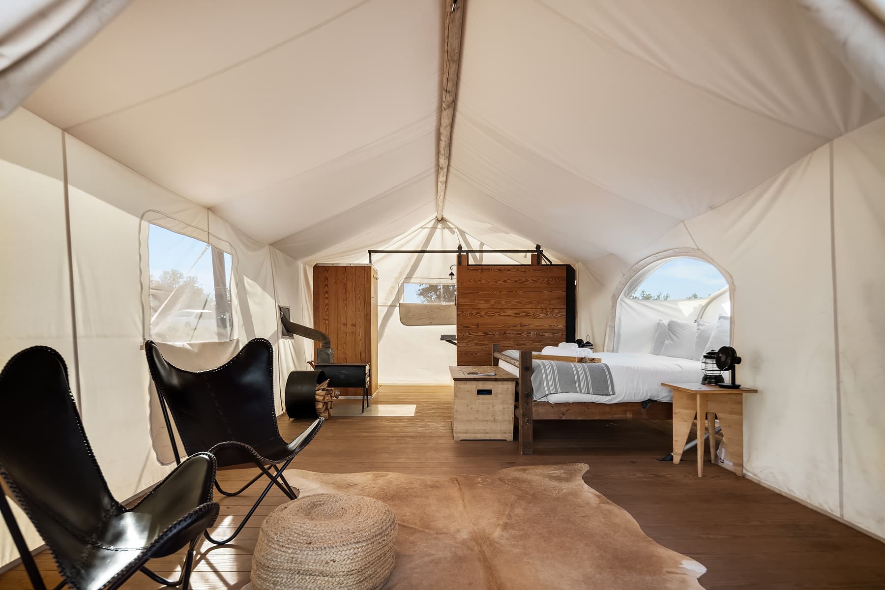 View of Interior of Stargazer Tent at Under Canvas Grand Canyon