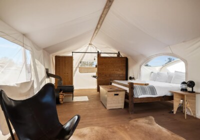 View of Interior of a Stargazer Tent at Under Canvas Grand Canyon