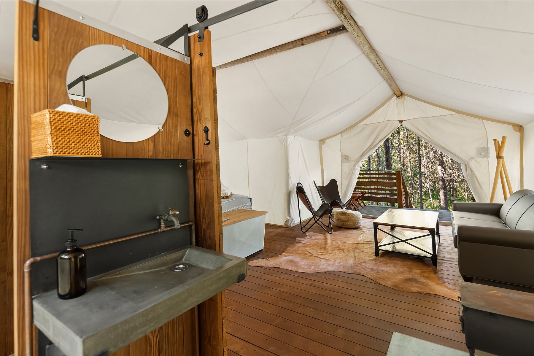 View of Bathroom Sink Under Canvas Glacier