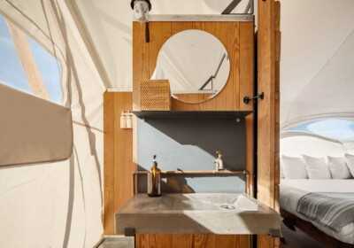 View of Bathroom Sink in Stargazer Tent at Under Canvas Grand Canyon