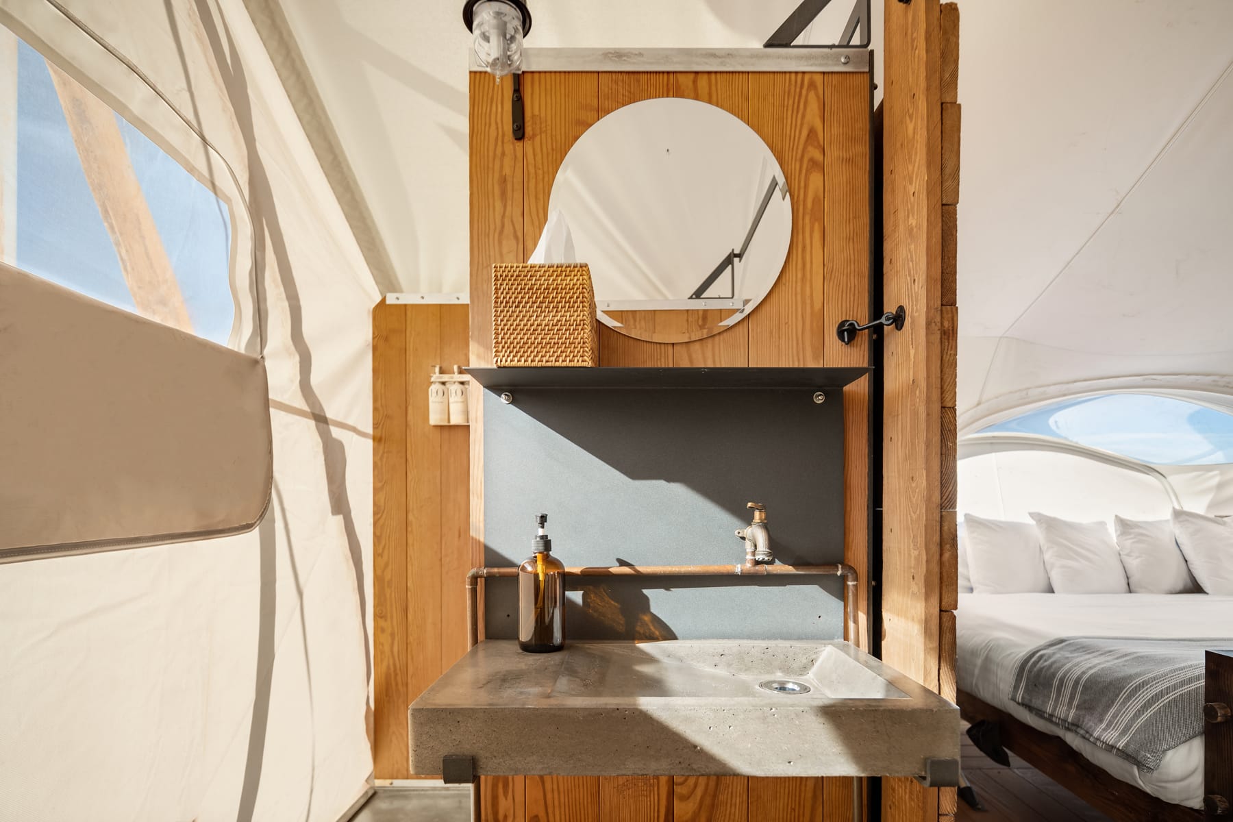 View of Bathroom Sink in Stargazer Tent at Under Canvas Grand Canyon