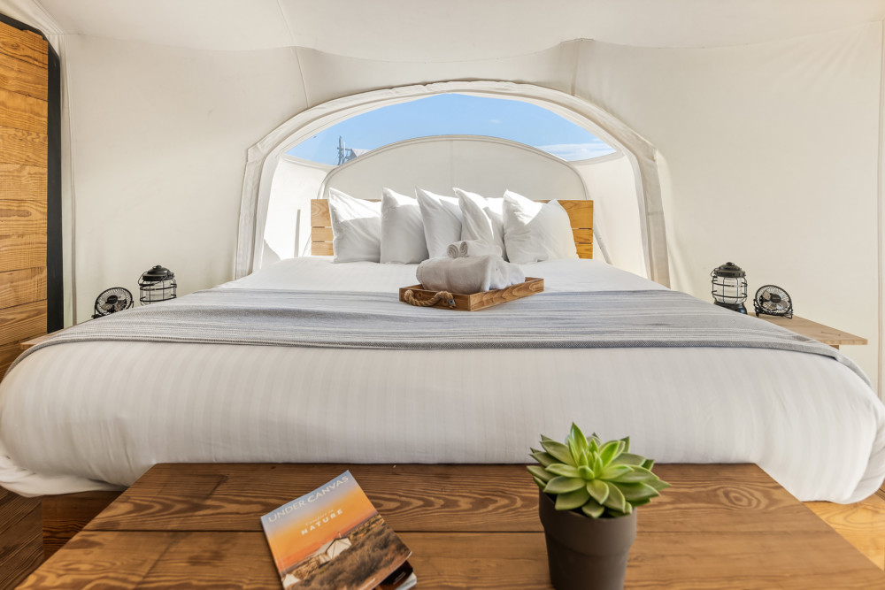 Under Canvas Yellowstone Stargazer Tent Interior King Bed