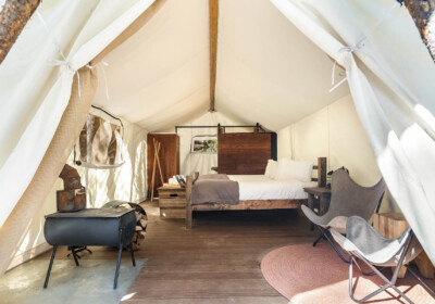 Deluxe Tent Interior at Under Canvas Great Smoky Mountains