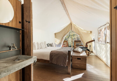 Deluxe Tent Interior at Under Canvas Great Smoky Mountains