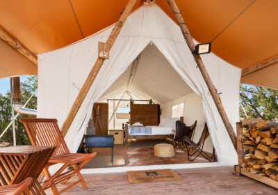 Exterior view of a Deluxe Tent at Under Canvas Grand Canyon