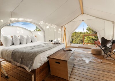 View of Interior Stargazer Tent at Under Canvas Bryce Canyon