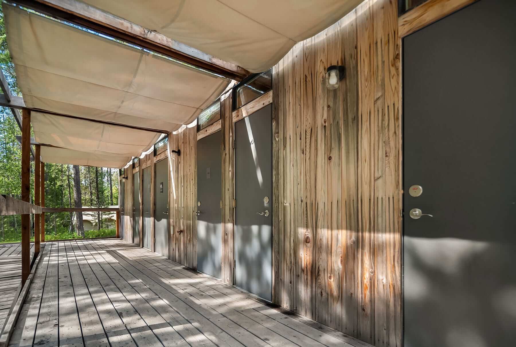 Under Canvas Glacier Communal Bathhouse Exterior