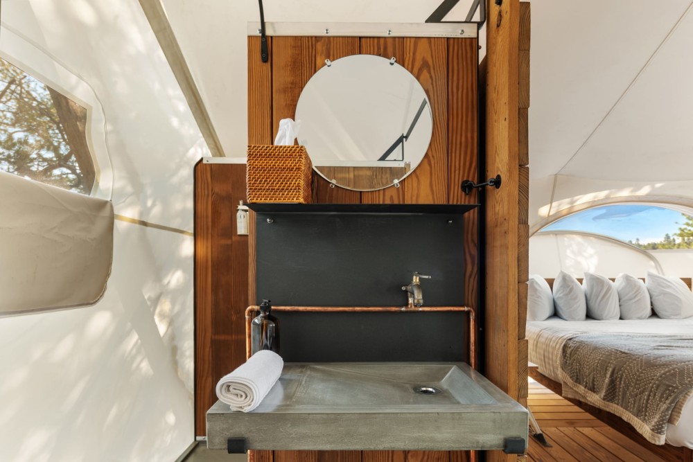 View of Sink in Stargazer Tent at Under Canvas Bryce Canyon