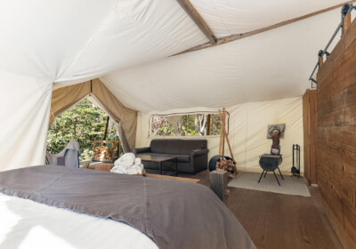 Suite Tent Interior at Under Canvas Great Smoky Mountains