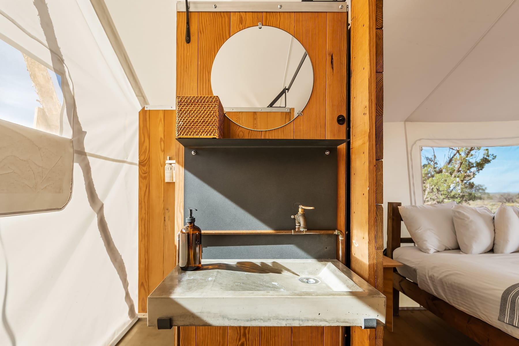 View of Deluxe Bathroom Sink at Under Canvas Grand Canyon