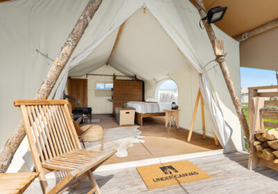 Under Canvas Yellowstone Stargazer Interior from deck