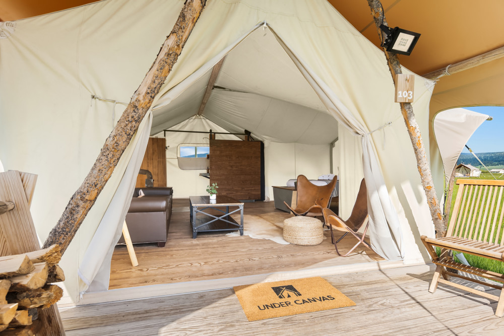 Under Canvas Yellowstone Suite Interior from deck