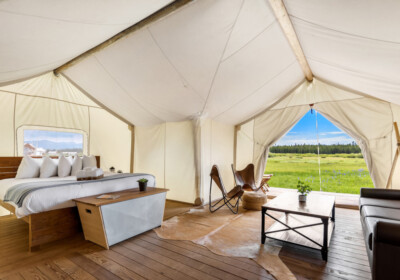 Under Canvas Yellowstone Suite Tent with view outside