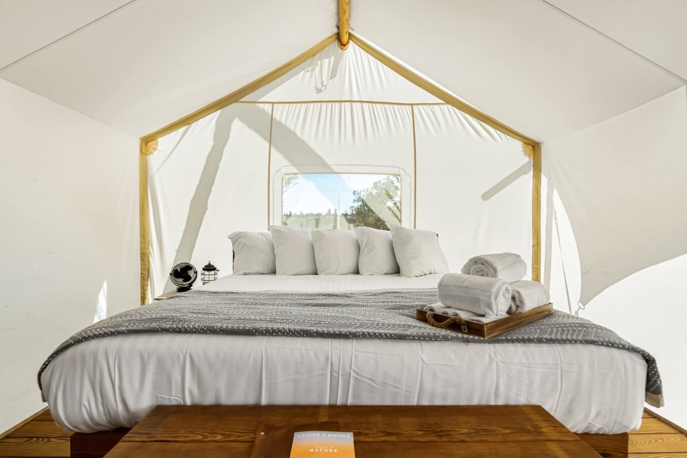 King Bed in Suite Tent at Under Canvas Bryce Canyon