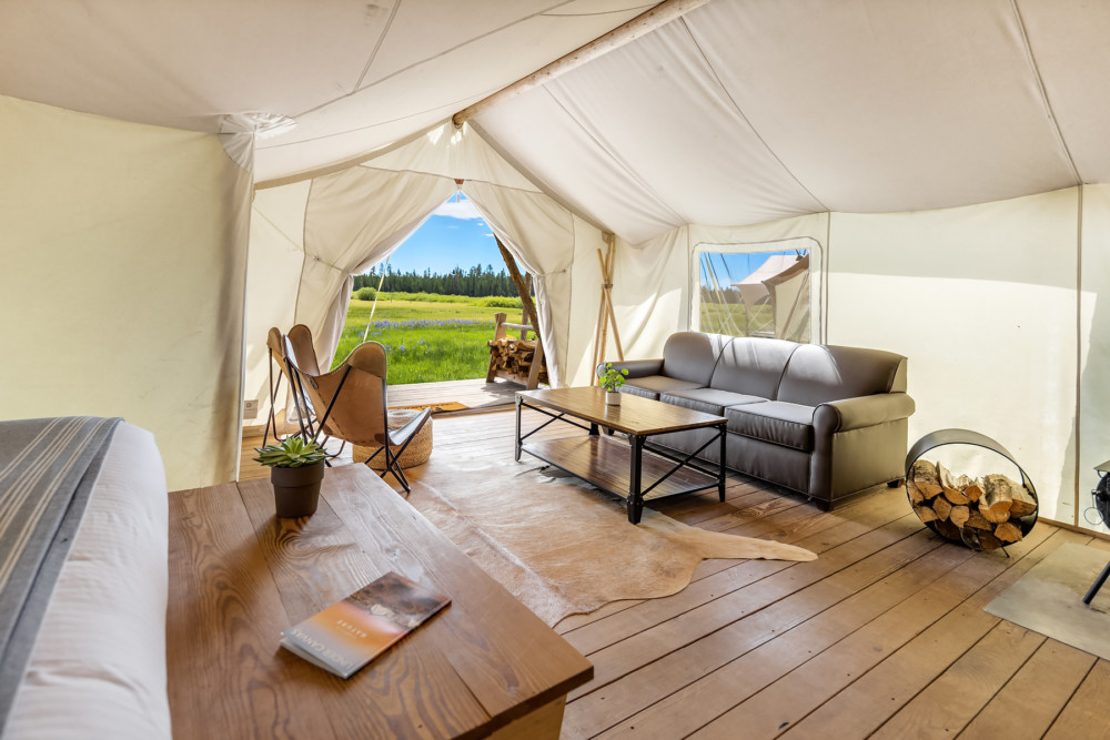 Under Canvas Yellowstone Suite Tent Lounge Area