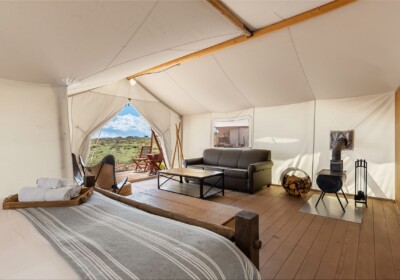 View of Living Room in a Suite Tent at Under Canvas Grand Canyon